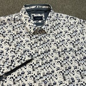 7 Diamonds Masone Shirt Mens XL White 4 Way Stretch Button Up Short Sleeve